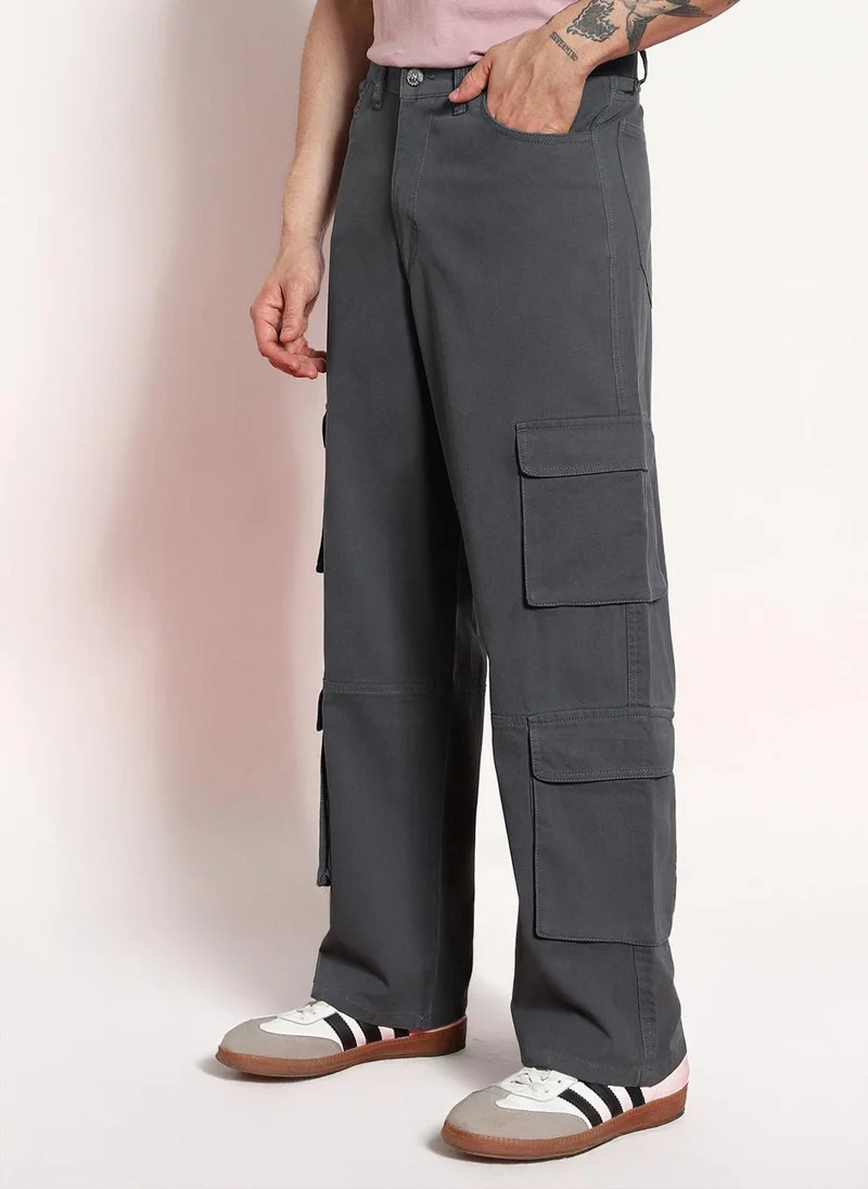 Urbano Fashion  Urbano Fashion Men's Steel Grey Loose Baggy Fit Cargo Chino Pant with 8 Pockets Stretchable for Men | Best Price UAE